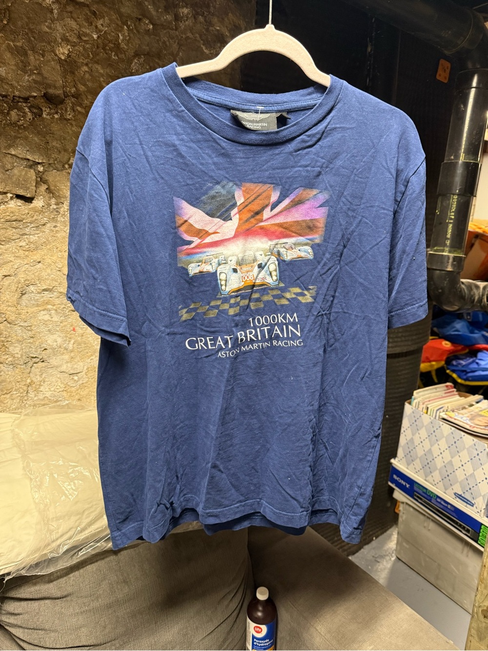 Aston Martin Racing 1000km Great Britain T Shirt Blue Vintage Men's Large